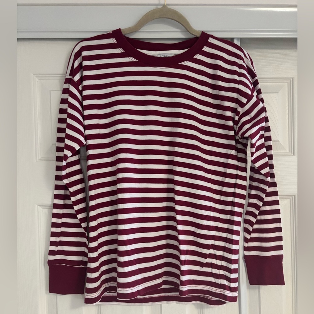 Striped Long Sleeve- Maroon and White
